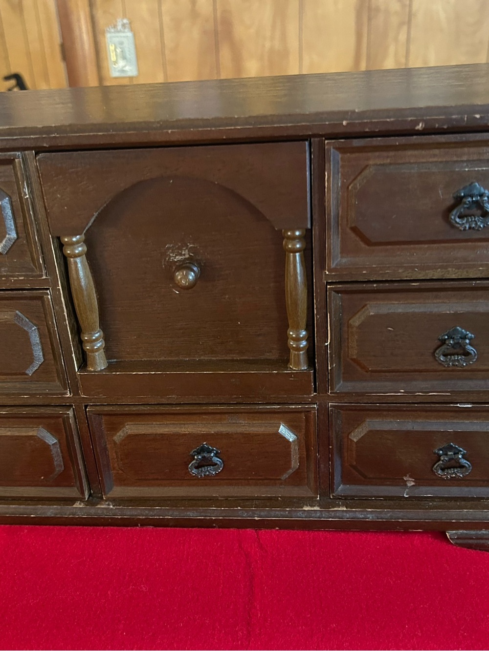 Large Vintage Mid-Century wood Jewelry Chest